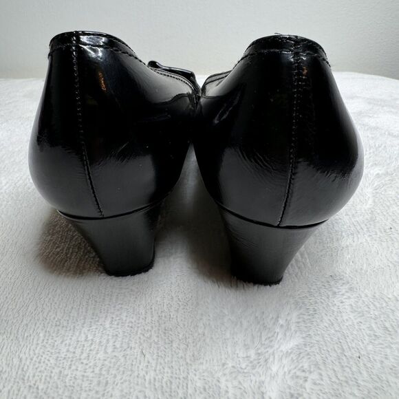 Prada Womens Shoes Black Patent Leather Kitten Block Heels Chain Link Chic 37 - Picture 11 of 15
